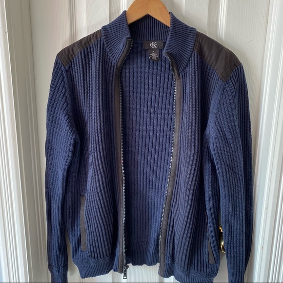 Calvin Klein men’s ribbed knit cardigan sweater. Size Medium - Picture 3 of 11